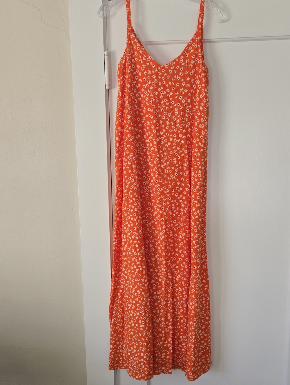 Vince Camuto Orange and White Ditsy Floral Maxi Sundress Summer Beach Size XXS - Picture 2 of 8